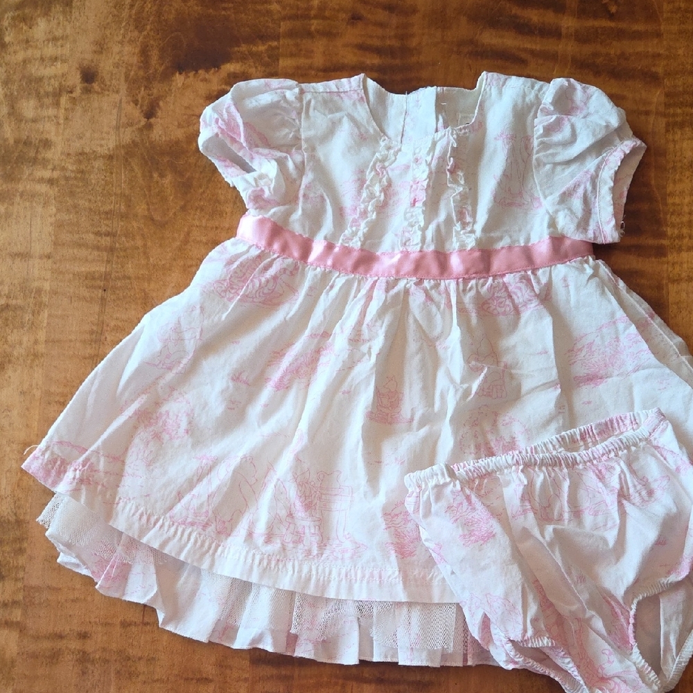 Disney Winnie The Pooh- Pink and White Baby Dress Outfit 3-6 Months